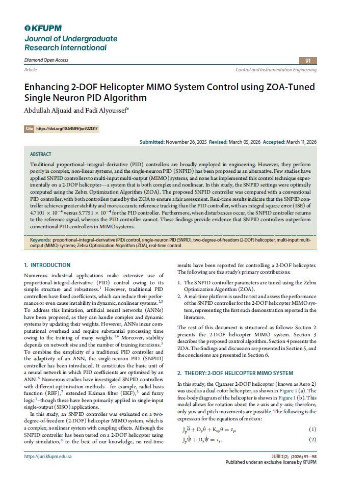 Figure from article: Enhancing 2-DOF Helicopter...